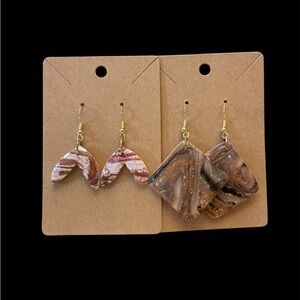 Handcrafted Marble Effect Earrings Set